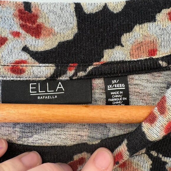 Ella Rafaella Pullover Sweater Long sleeve blouse black red size 3X NWT - Picture 6 of 9